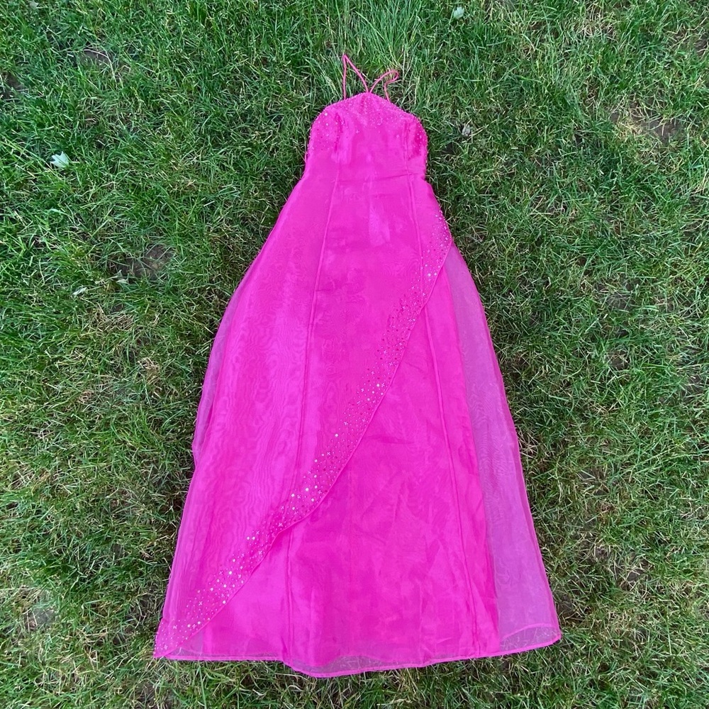 Pink morgan and co vintage prom dress!!
